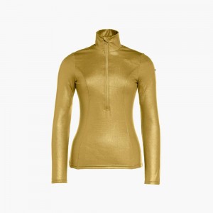 Goldbergh GLAMOUR ski pully Ski Tops Gold | 791486ILA