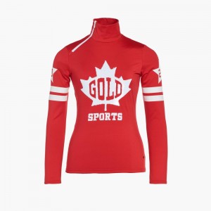 Goldbergh MAPLE LEAF ski pully Ski Tops Red | 168234KQC