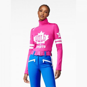 Goldbergh MAPLE LEAF ski pully Ski Tops Pink | 485613RNS