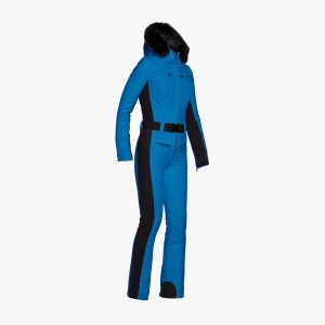 Goldbergh PARRY faux border long Ski Suit Blue | 578614IHQ