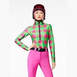 Goldbergh WOODY ski pully Ski Tops Green / Pink | 846095DNH