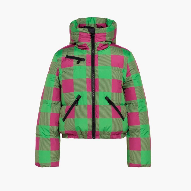 Goldbergh CABIN Ski Jacket Green / Pink | 345689HKC