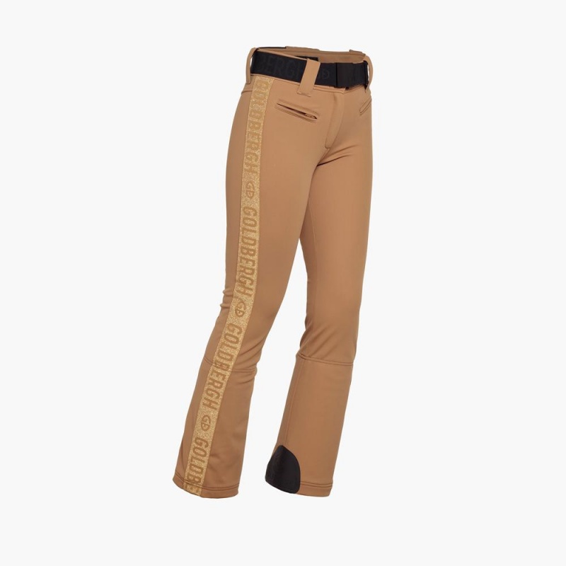 Goldbergh GOLDEN EDGE Ski Pants Brown | 170853HTQ