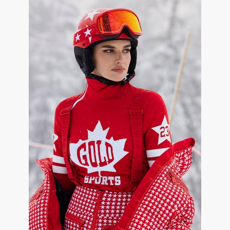 Goldbergh MAPLE LEAF ski pully Ski Tops Red | 168234KQC