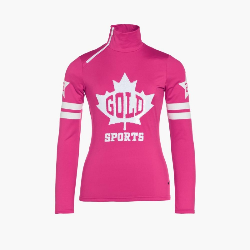 Goldbergh MAPLE LEAF ski pully Ski Tops Pink | 485613RNS