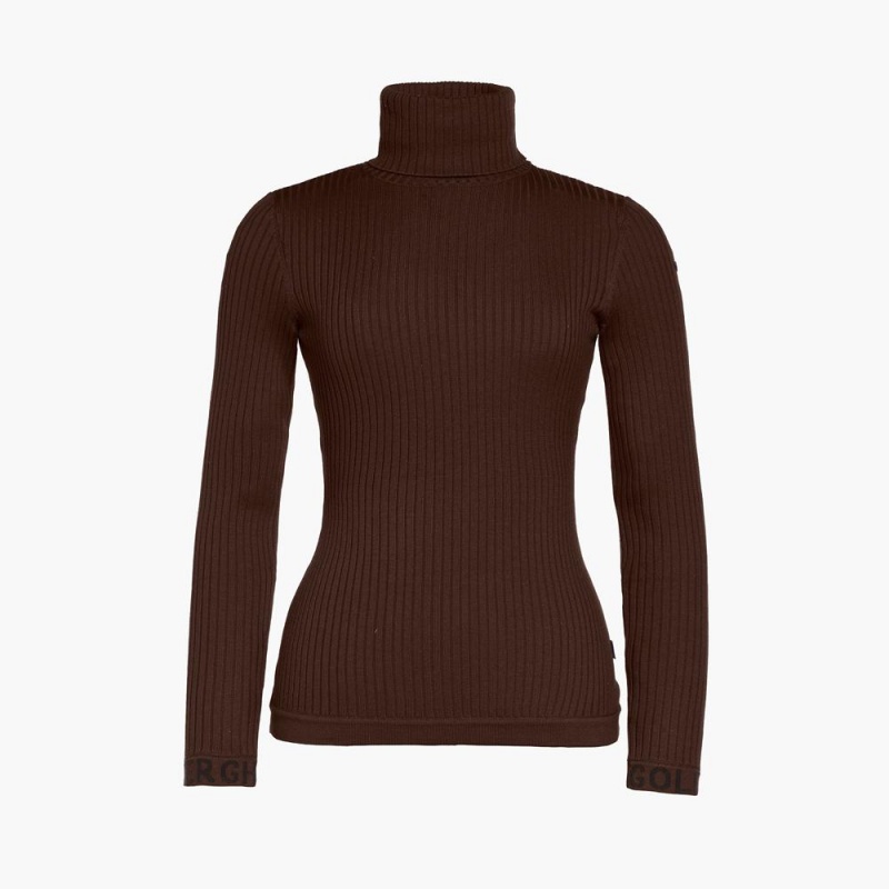 Goldbergh MIRA long sleeve knit Sweater Dark Brown | 609825QNP