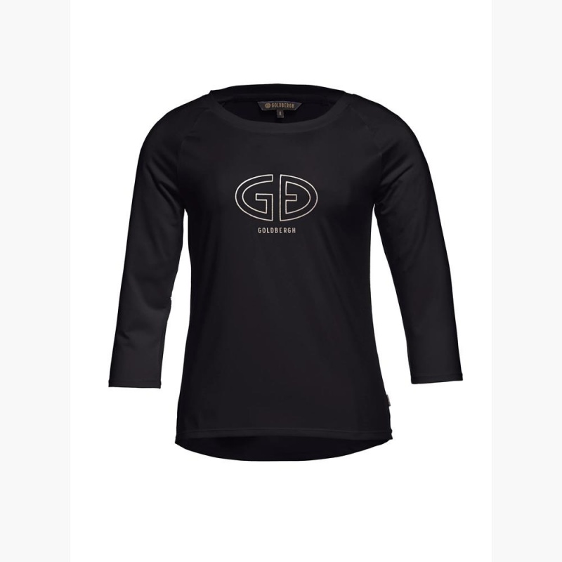 Goldbergh RAVEN 3/4 sleeve T-shirts Black | 091432SYW