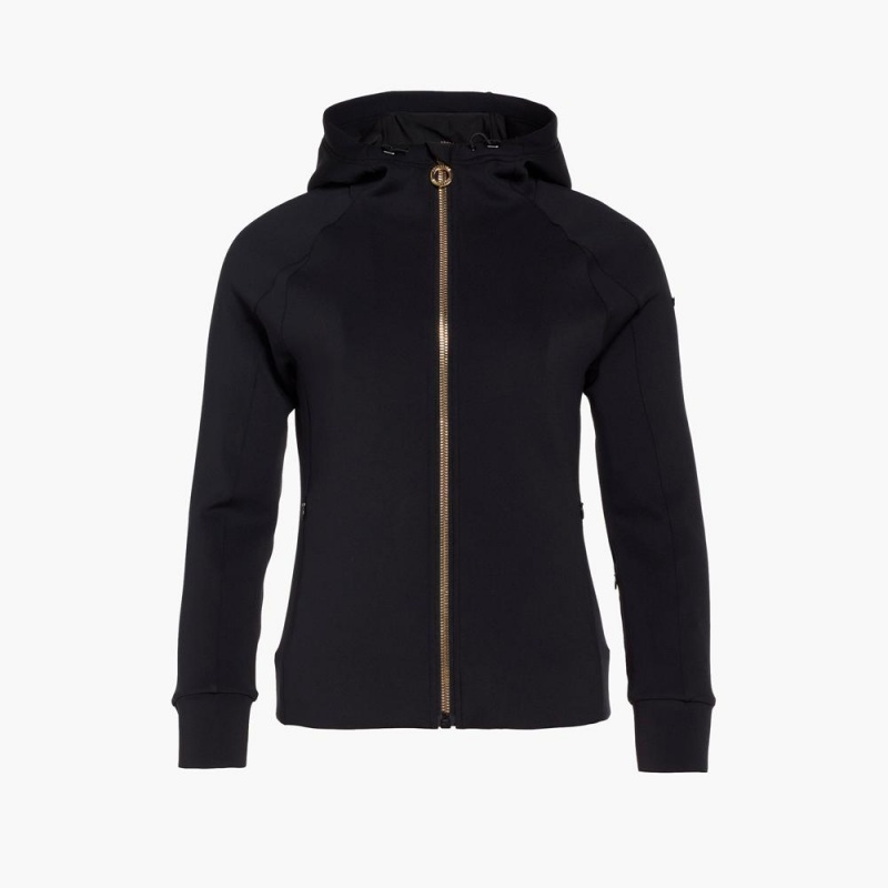 Goldbergh RAY full zip hooded cardigan Hoodie Black | 560724JUM